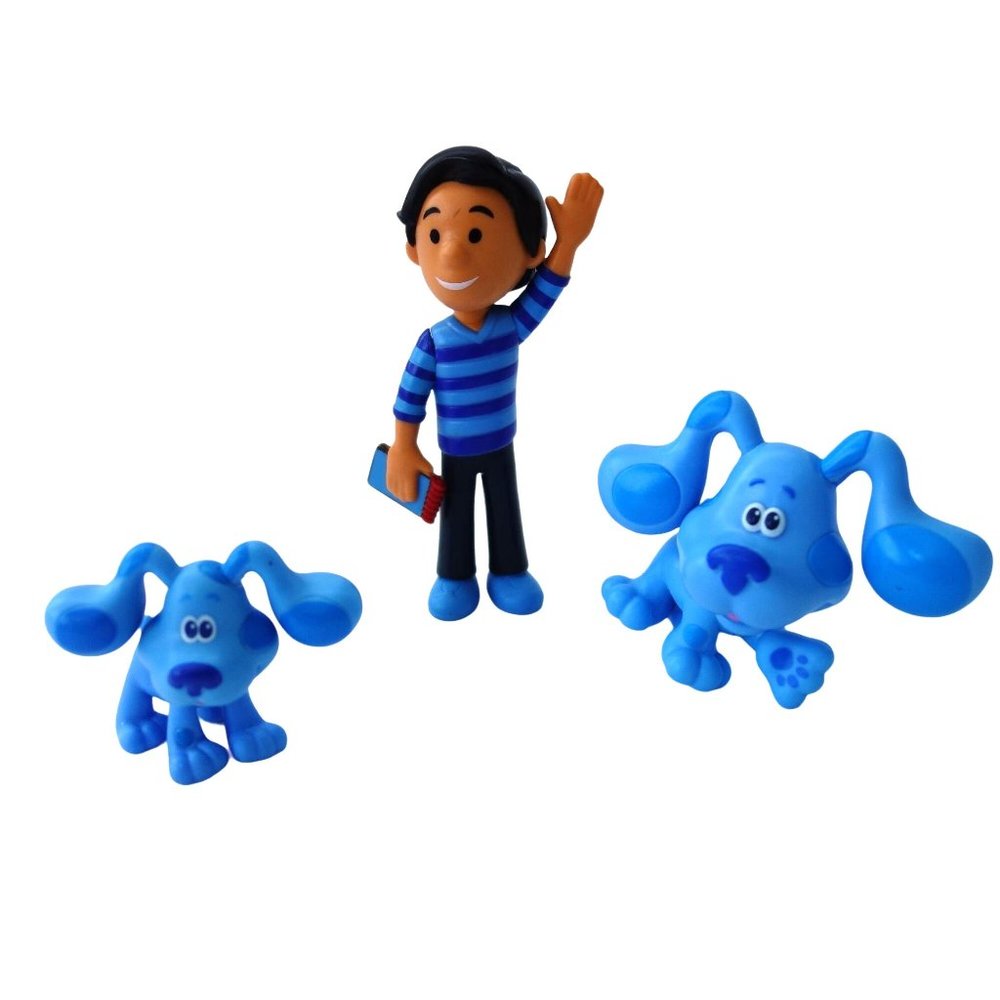 Nickelodeon Blues Clues and You Josh Figure and 2 Blue Dogs Figures Cake Toppers